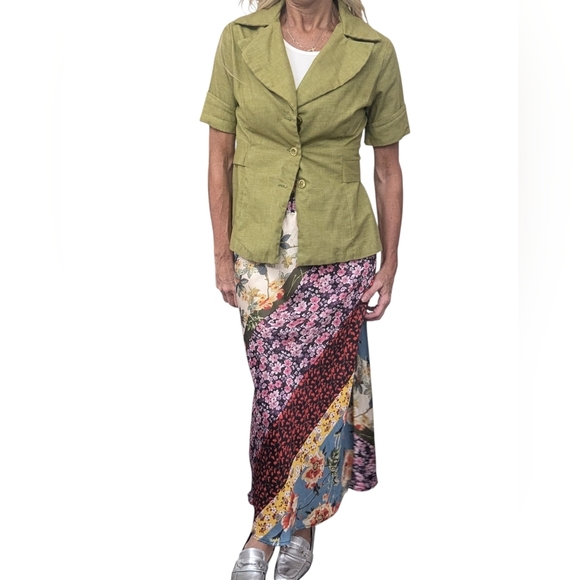 Cliché Floral Patchwork Pattern Straight Multicolor Maxi Satin Skirt Size XS - Picture 11 of 11
